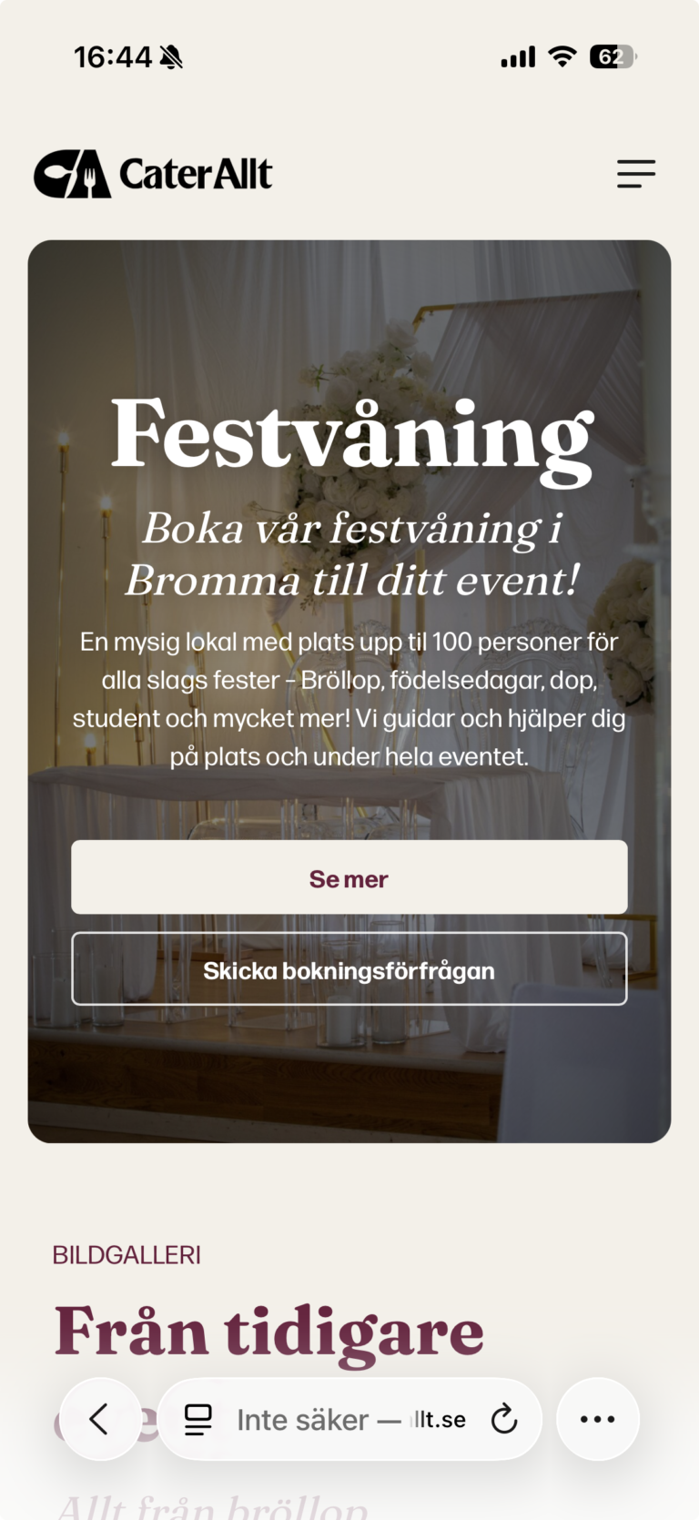 Hyra Festvåning i Bromma – upp till 100 gäster CaterAllt